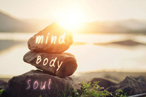 mind body soul health on rocks