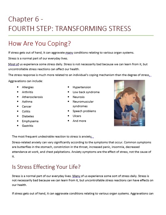 Diabetes Course and step 4 on stress reduction 